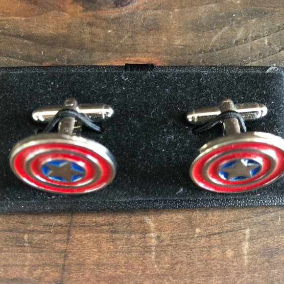 CUFFLINKS for dress shirt CAPTAIN AMERICA MARVEL Cuff Links Prom Groom SUPERHERO - Picture 3 of 10